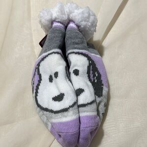 Peanuts Gray, White and Purple Snoopy Slipper Socks
